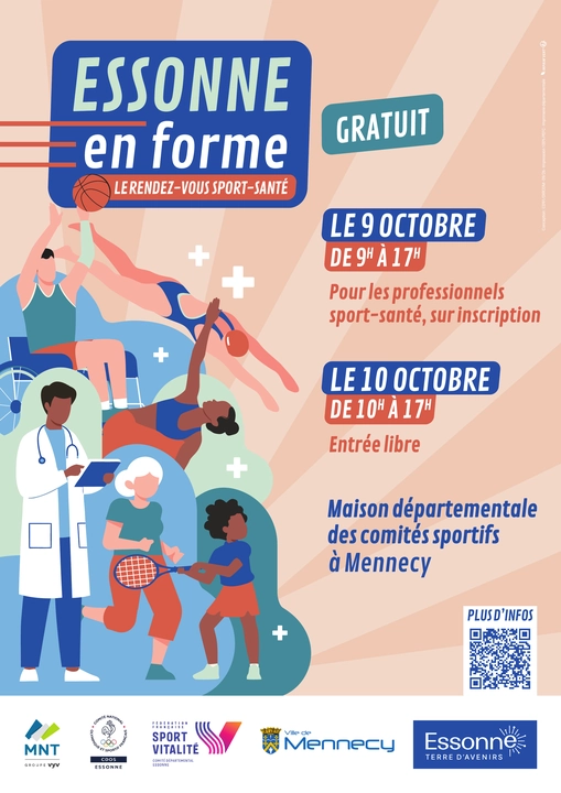 Affiche Essonne en forme 2026, rendez-vous sport-santé à Mennecy les 9 et 10 octobre