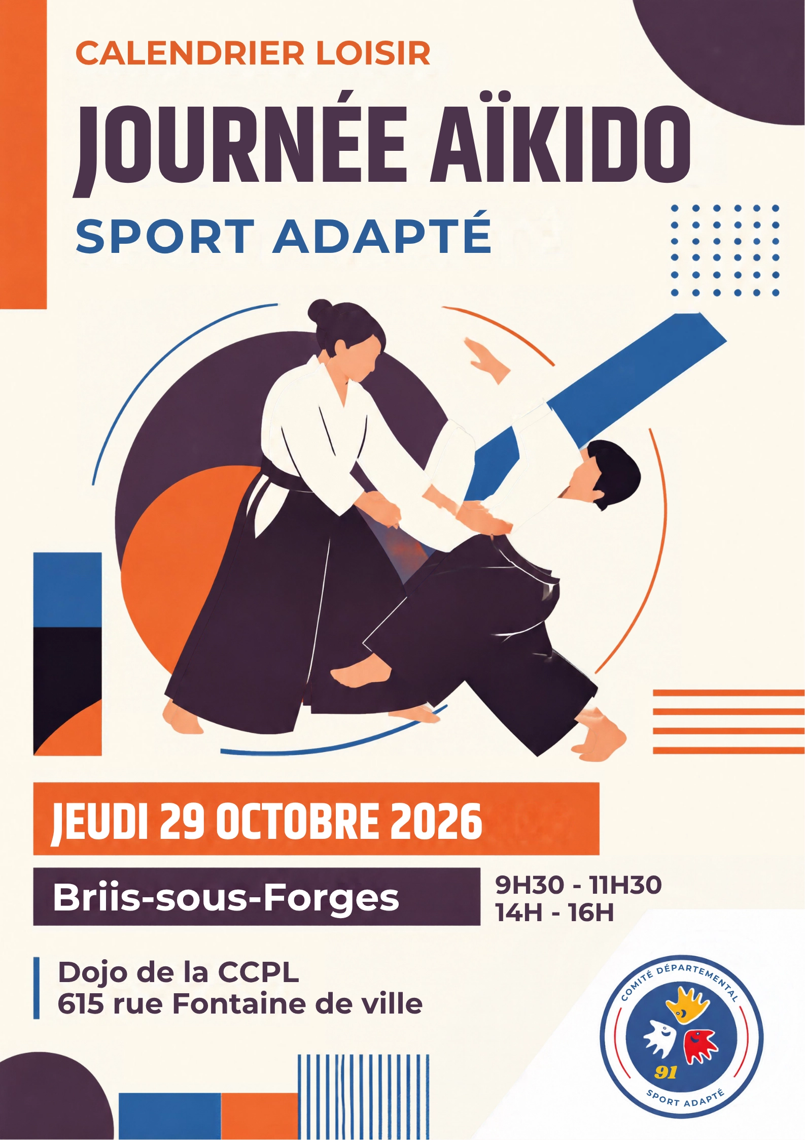 Affiche Journée Aïkido Sport Adapté à Briis-sous-Forges le 29 octobre 2026